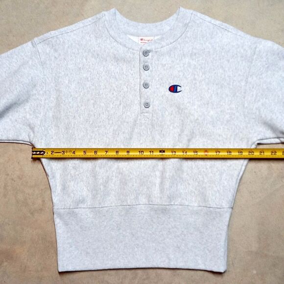 NWT Champion Women’s Reverse Weave Gray Retro Henley Sweatshirt - Size Small - Picture 10 of 11